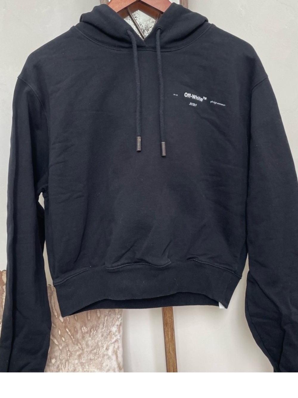 Off-White Black Crewneck Hoodie with Small Chest Logo
